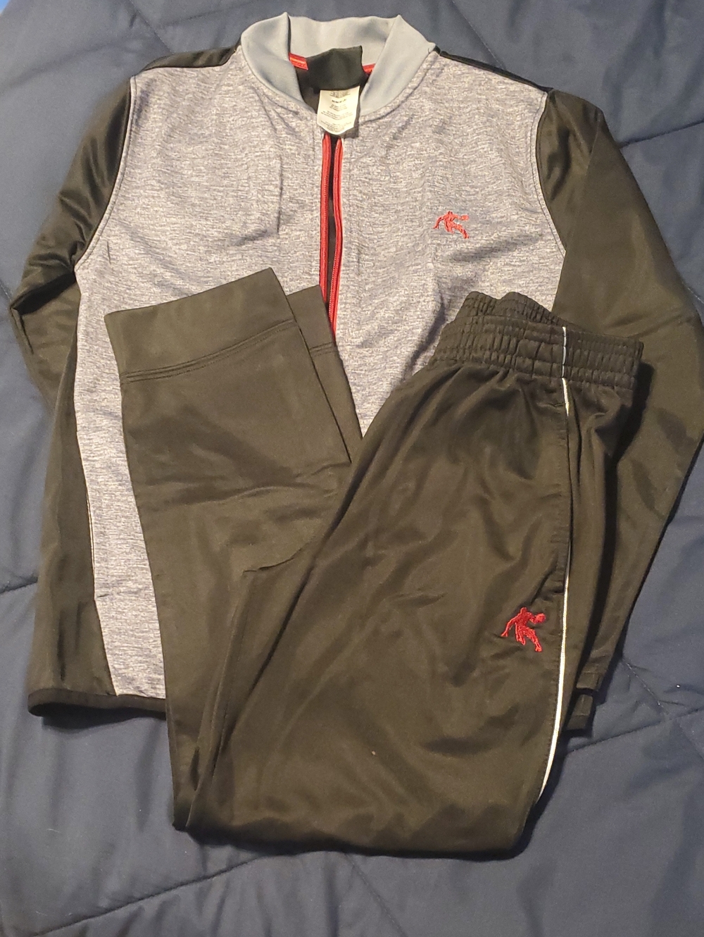 And1 Black and Heather Gray Kids Sweatpants & Jacket Set with Red Accents